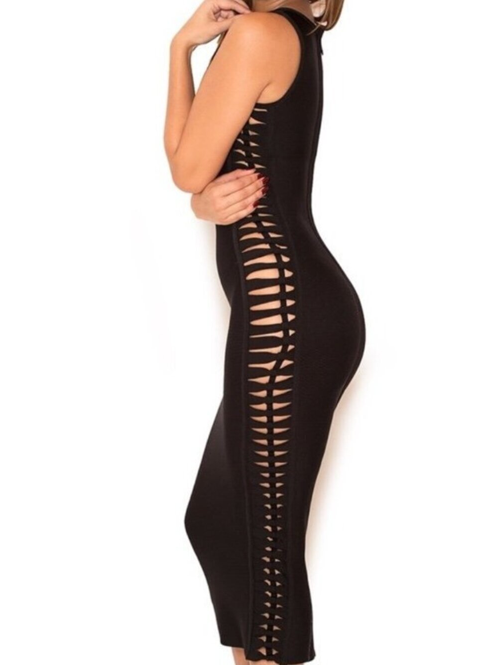 House of CB London Martinique bandage midi dress in black S